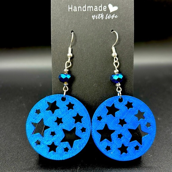 Round Star Earrings - Picture 1 of 6